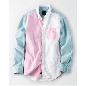 Like new! American Eagle tricolor button up shirt